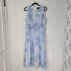 Just Taylor Blue White Chiffon Maxi Dress Sleeveless Bohemian Cottage Size 8